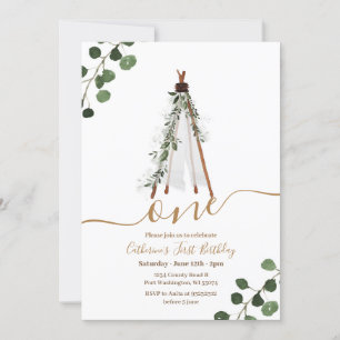 Boho Teepee First Birthday   Inbjudningar