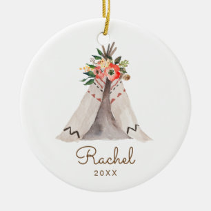Boho Teepee Flicka jul Ornament