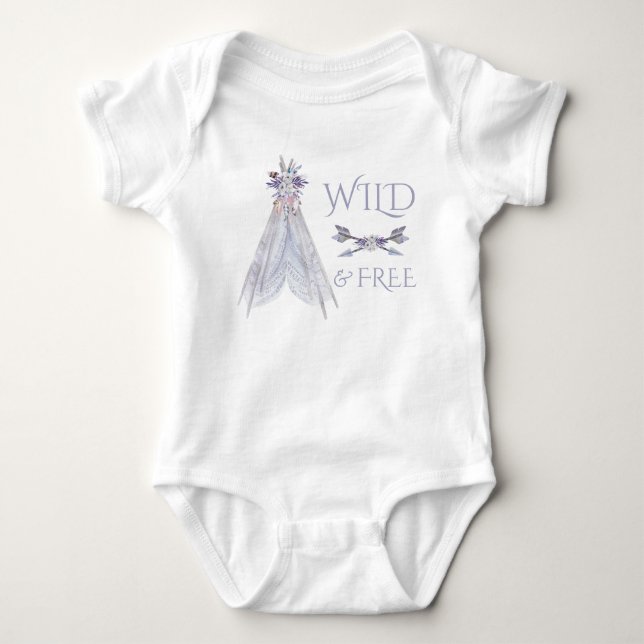 Boho Teepee Girls Tribal Baby Shirt T-shirt (Framsida)