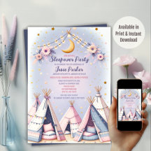 Boho Teepee Girly Sleepover Slumber Party