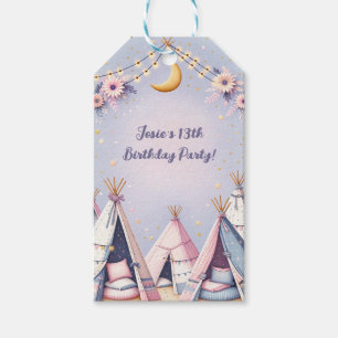 Boho Teepee Girly Sleepover Slumber Party Presentetikett