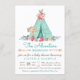 Boho TeePee Rustika Flickbabykalasinbjudningar Inbjudningar