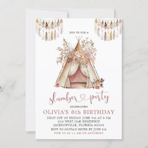 Boho Teepee Slumber Party-inbjudan Inbjudningar