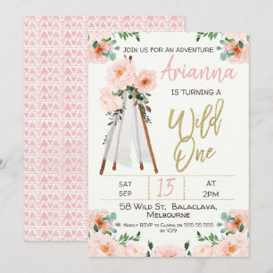 Boho Teepee Vild 1:a födelsedagsinbjudan Inbjudningar