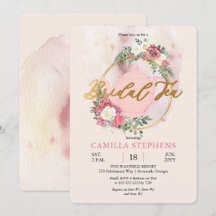 Boho Tekanna Möhippa av andedräkt i Rosa ros Inbjudningar