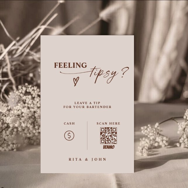 Boho-tema Venmo Tip Din Bartender Bröllop-skylt Poster (Skapare uppladdad)