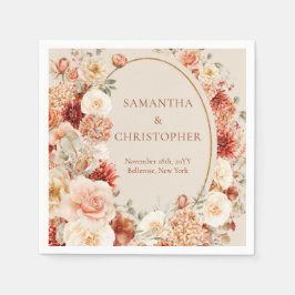 Boho teracotta burgundy blommigt eucalyptus napkin pappersservett