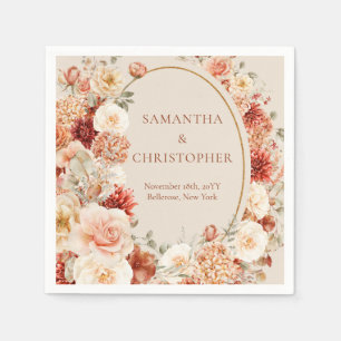 Boho teracotta burgundy blommigt eucalyptus napkin pappersservett