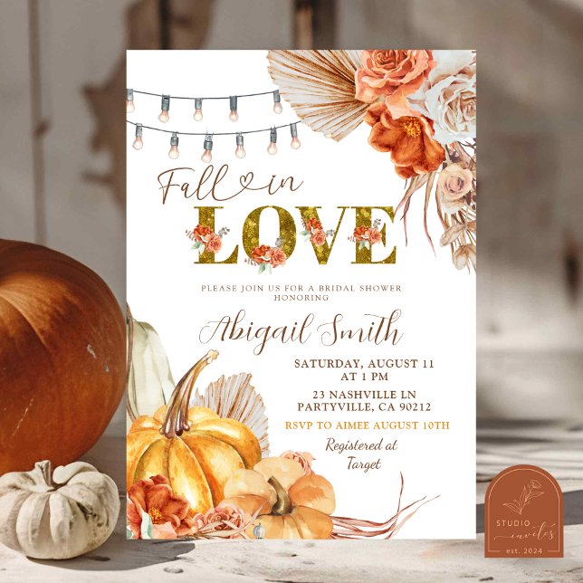 Boho Teracotta Pumpkin Blommig Bröllopsdusch Inbjudningar (Skapare uppladdad)