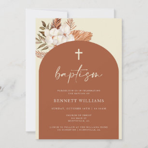 Boho Terra Cotta och Pampas Grass Baptism Inbjudningar