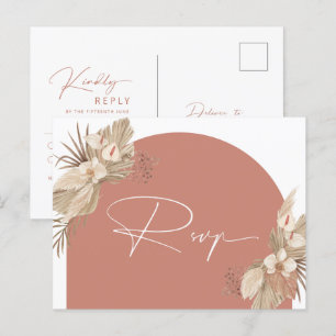 Boho Terracotta Arch Pampas Grass Detail-utrymme Vykort