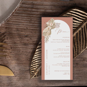 Boho Terracotta Arch Pampas Grass Menu Meny