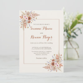 Boho Terracotta Arch & Pampas Grass Wedding Inbjudningar