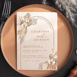 Boho Terracotta Arch Pampas Grass Wedding Invitati Inbjudningar