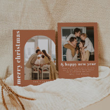 Boho Terracotta Arch Photo Family Helgdag Card