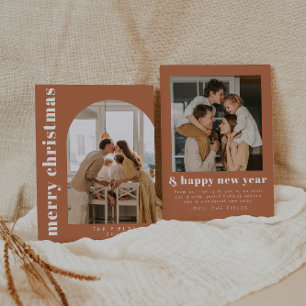 Boho Terracotta Arch Photo Family Helgdag Card Julkort