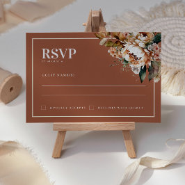 Boho Terracotta Autumn Flowers Bröllop OSA Card Kort