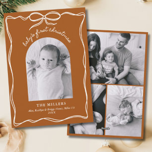 Boho Terracotta Baby 1st jul Bow Photo Julkort