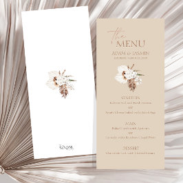 Boho Terracotta Beige Pampas Grass Blommigt Bröllo Meny