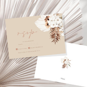 Boho Terracotta Beige Pampas Grass Blommigt Bröllo OSA Kort