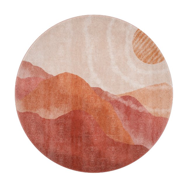 Boho terracotta-bergen, abstrakten poster. (Framsidan)