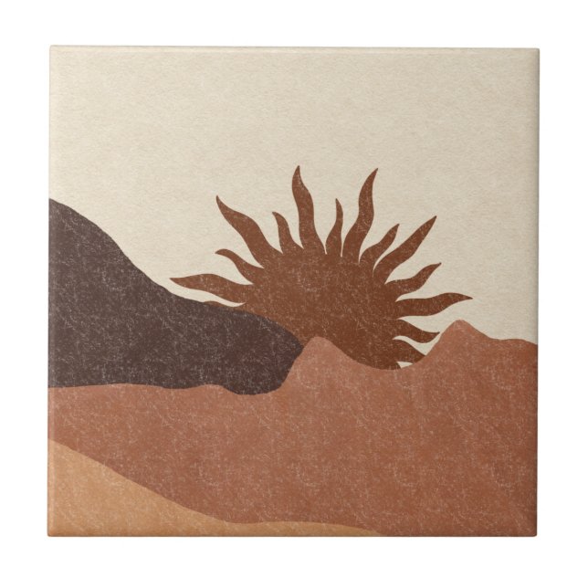 Boho Terracotta Bisque Desert Sol berg Kakelplatta (Framsidan)