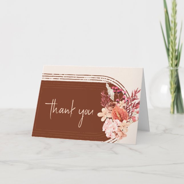 Boho Terracotta Blommigt Arch Baby Shower Tack Kort (Framsida)
