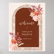 Boho Terracotta Blommigt Arch Baby Shower Välkomme