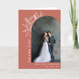 Boho Terracotta Blommigt Arch Photo Bröllop Foltyd Tack Kort