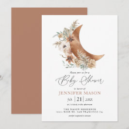 Boho Terracotta Blommigt Baby Shower-inbjudan Inbjudningar