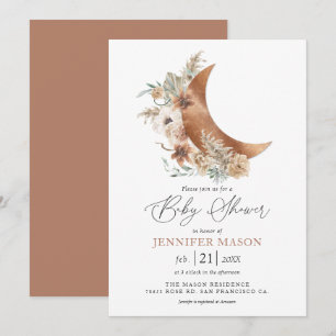 Boho Terracotta Blommigt Baby Shower-inbjudan Inbjudningar