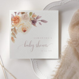 Boho Terracotta Blommigt Baby Shower Pappersservet Pappersservett