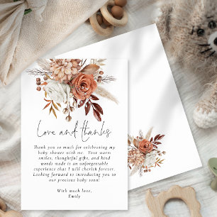Boho Terracotta Blommigt Baby Shower Tack Kort