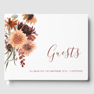 Boho Terracotta Blommigt Bröllop Gästböcker