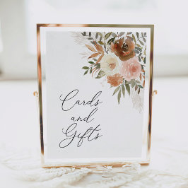 Boho Terracotta Blommigt Cards and Gifts Sign Poster