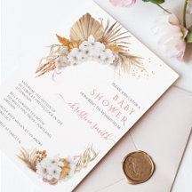 Boho Terracotta Blommigt Chic Watercolor Baby Show