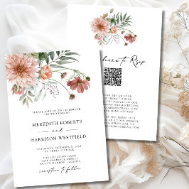 Boho Terracotta Blommigt Fall Wedding Inbjudningar