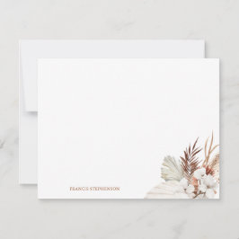 Boho Terracotta Blommigt Fullt Namn eller Couple N Anteckningskort