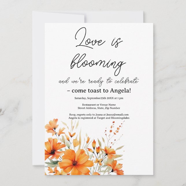 Boho Terracotta Blommigt Inbjudningskort för möhip (Framsida)