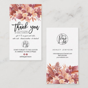 Boho terracotta blommigt logotyp order tack visitkort