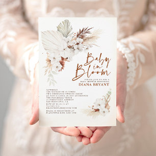 Boho Terracotta Blommigt Pampas Grass Baby Shower Inbjudningar