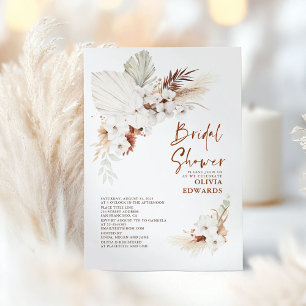 Boho Terracotta Blommigt Pampas Grass Möhippa Inbjudningar