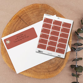 Boho Terracotta Blommigt Returadress Etikett