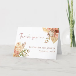 Boho Terracotta blommigt Tack Kort