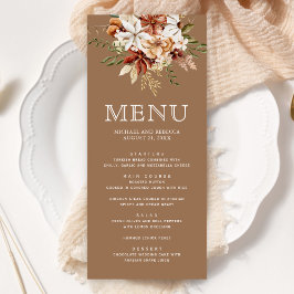 Boho Terracotta Blommigt WildblomBeige Bröllop Meny