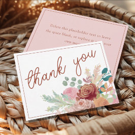 Boho Terracotta & Blush Thank You Bridal Shower  Tack Kort