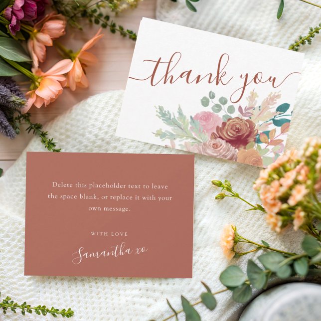 Boho Terracotta & Blush Thank You Bridal Shower  Tack Kort (Skapare uppladdad)