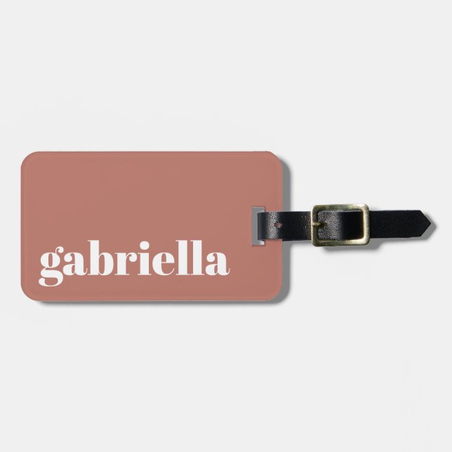 Boho Terracotta Bold Typography Personlig Namn Bagagebricka (Horisontell Framsida)