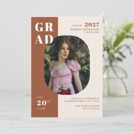 Boho Terracotta Bold Typography Photo Studenten Inbjudningar