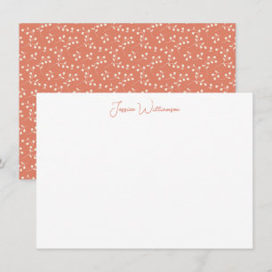 Boho Terracotta Botanical Personlig Stationery Anteckningskort